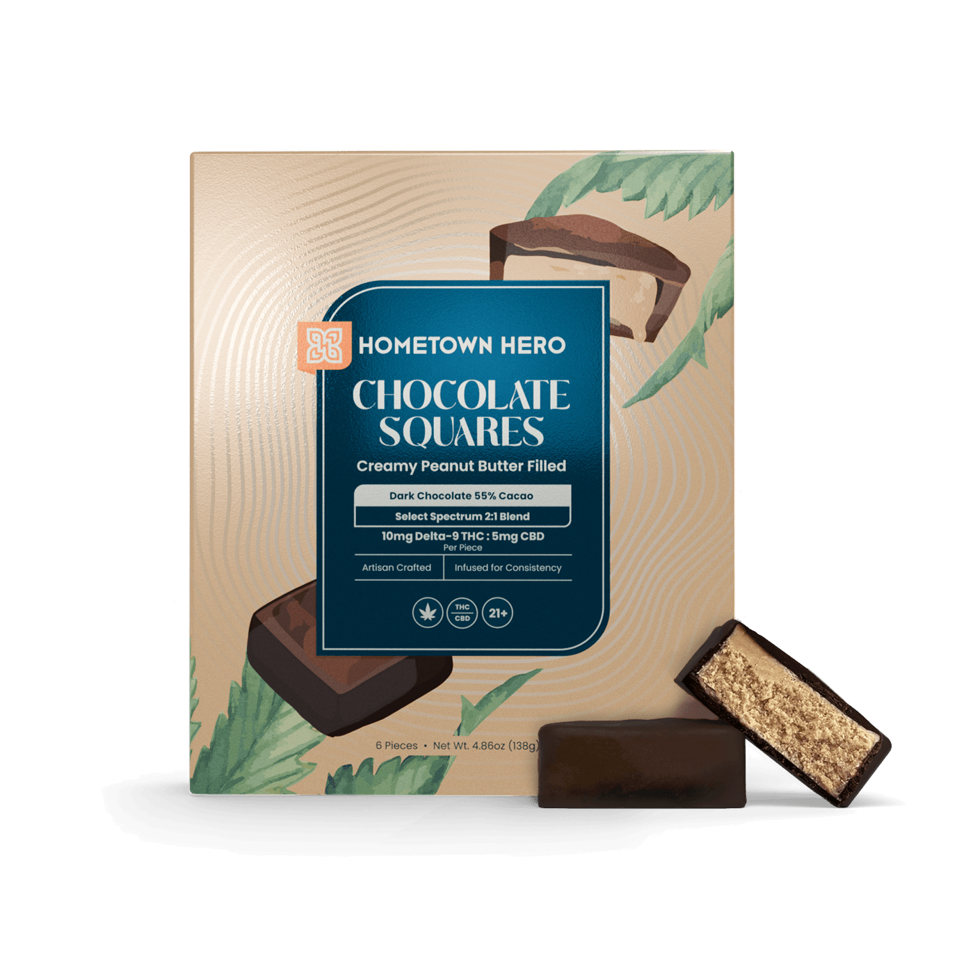 10mg - Dark Chocolate Peanut Butter Squares