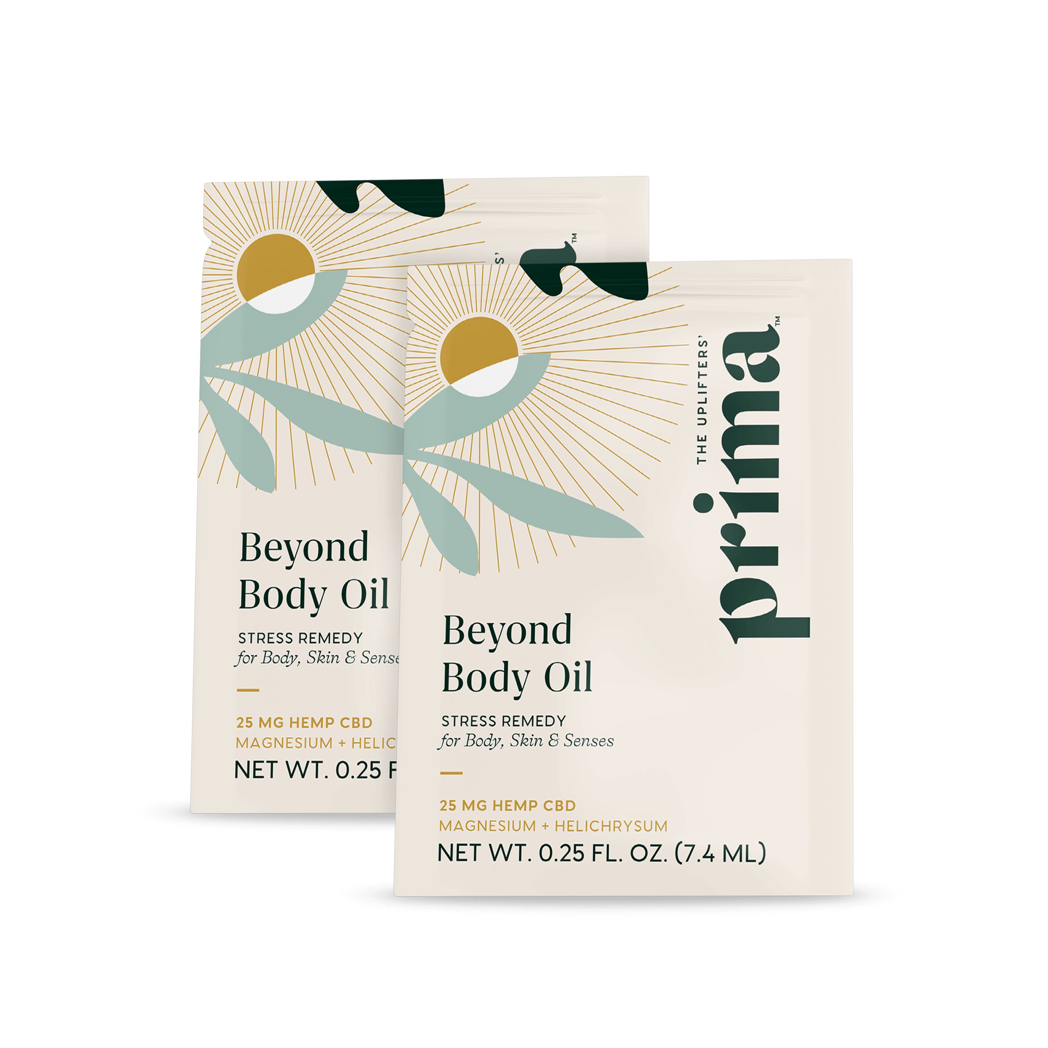 2 pouches of beyond body oil