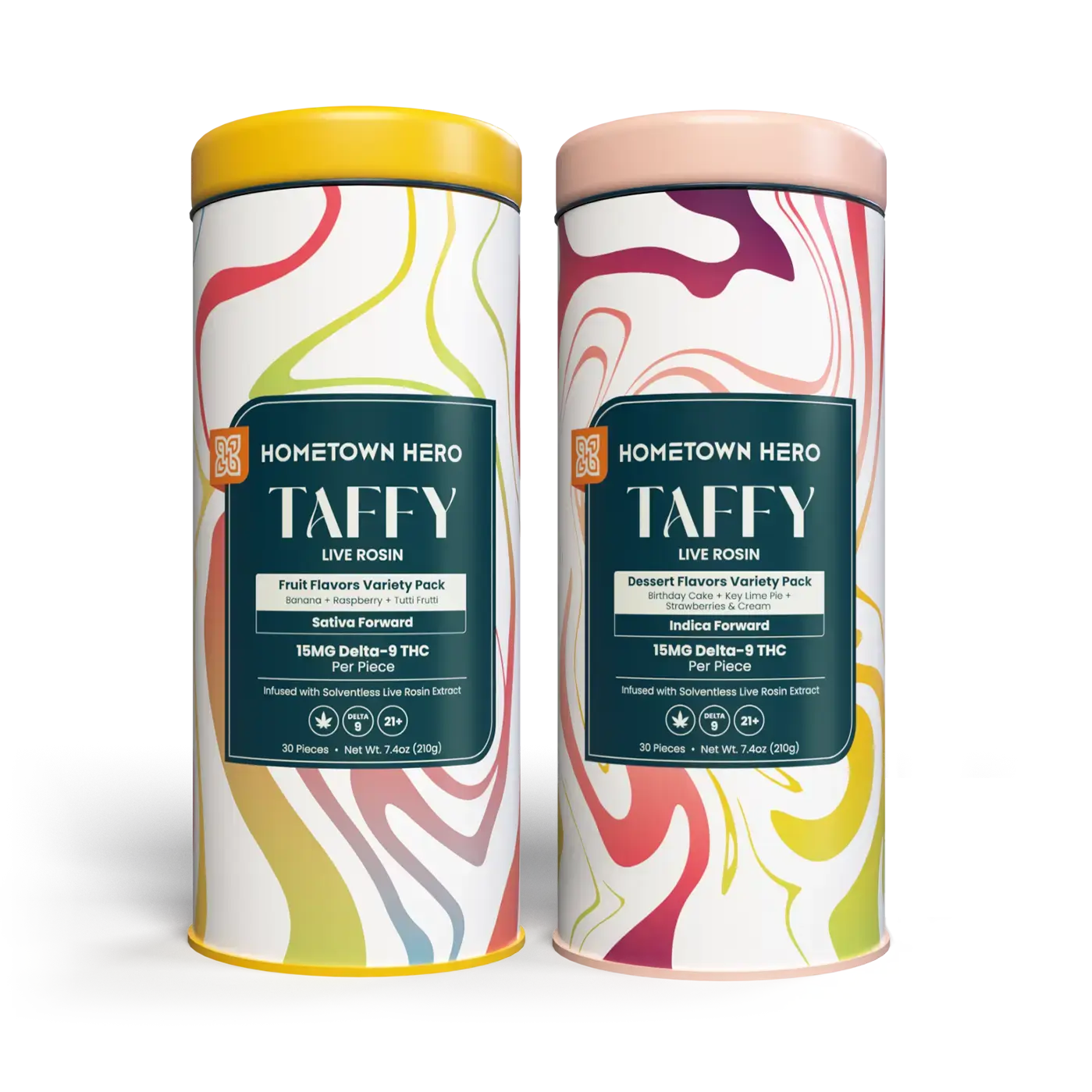 2 tins of indica and sativa thc taffies