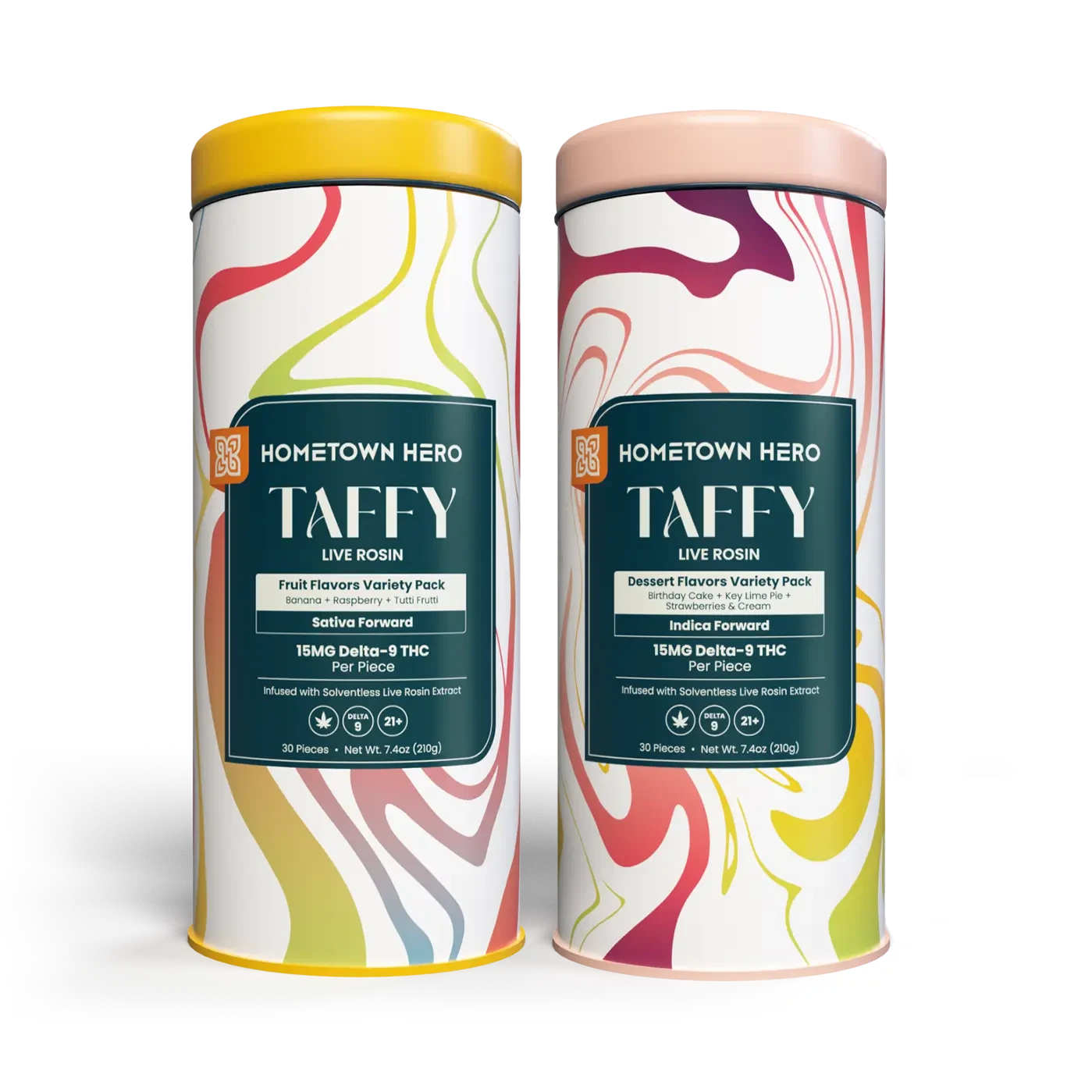 2 tins of indica and sativa thc taffies