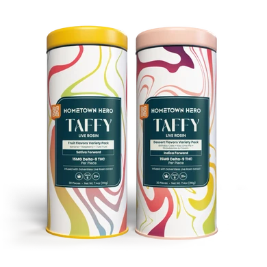 2 tins of indica and sativa thc taffies