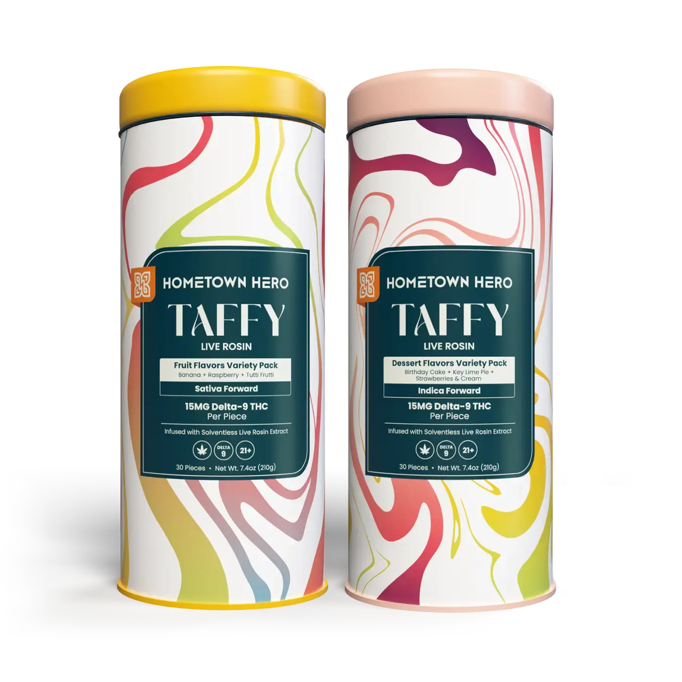 2 tins of indica and sativa thc taffies