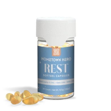 yellow softgel 25mg capsules in a bottle and loose