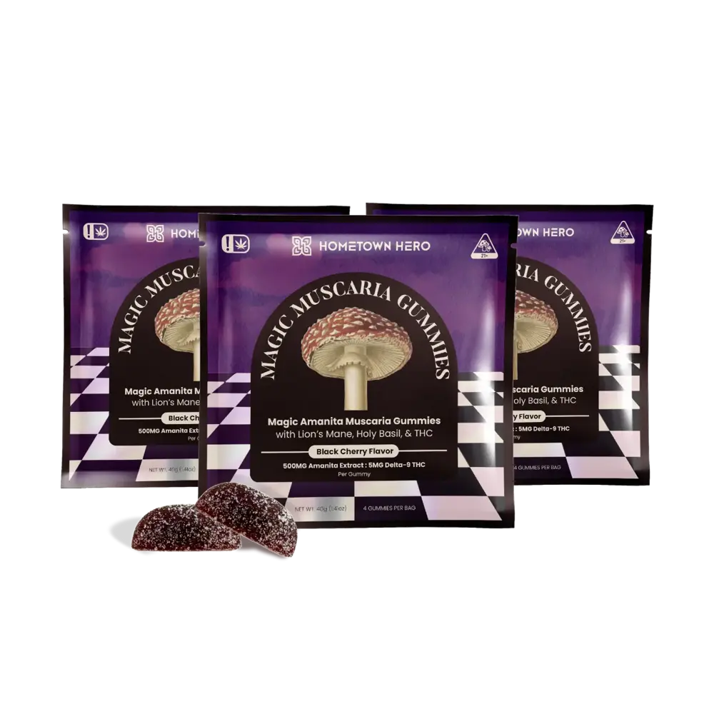 3 packs of black cherry thc mushrooom gummies