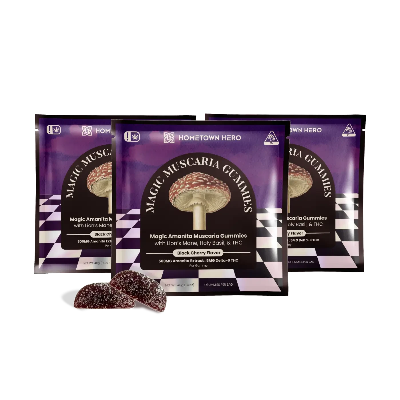 3 packs of black cherry thc mushrooom gummies