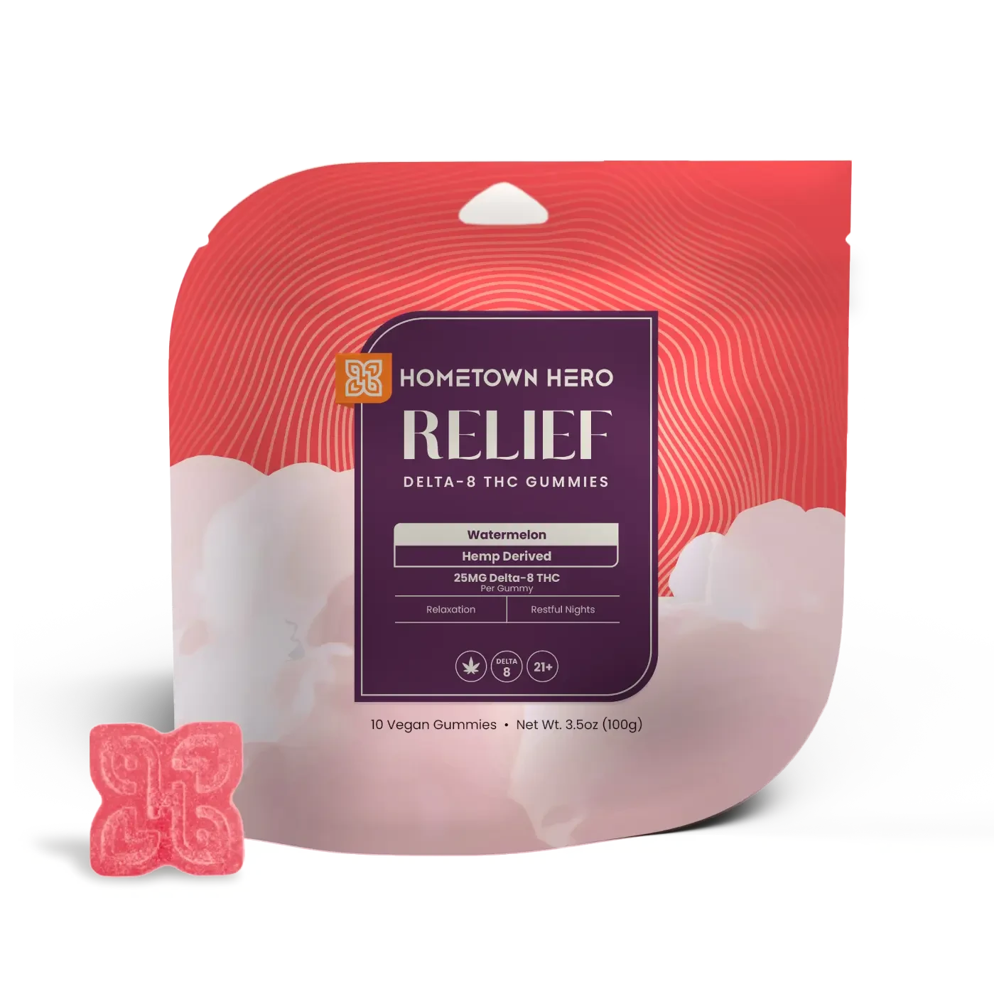 Watermelon Delta-8 THC Gummies 25mg Bag