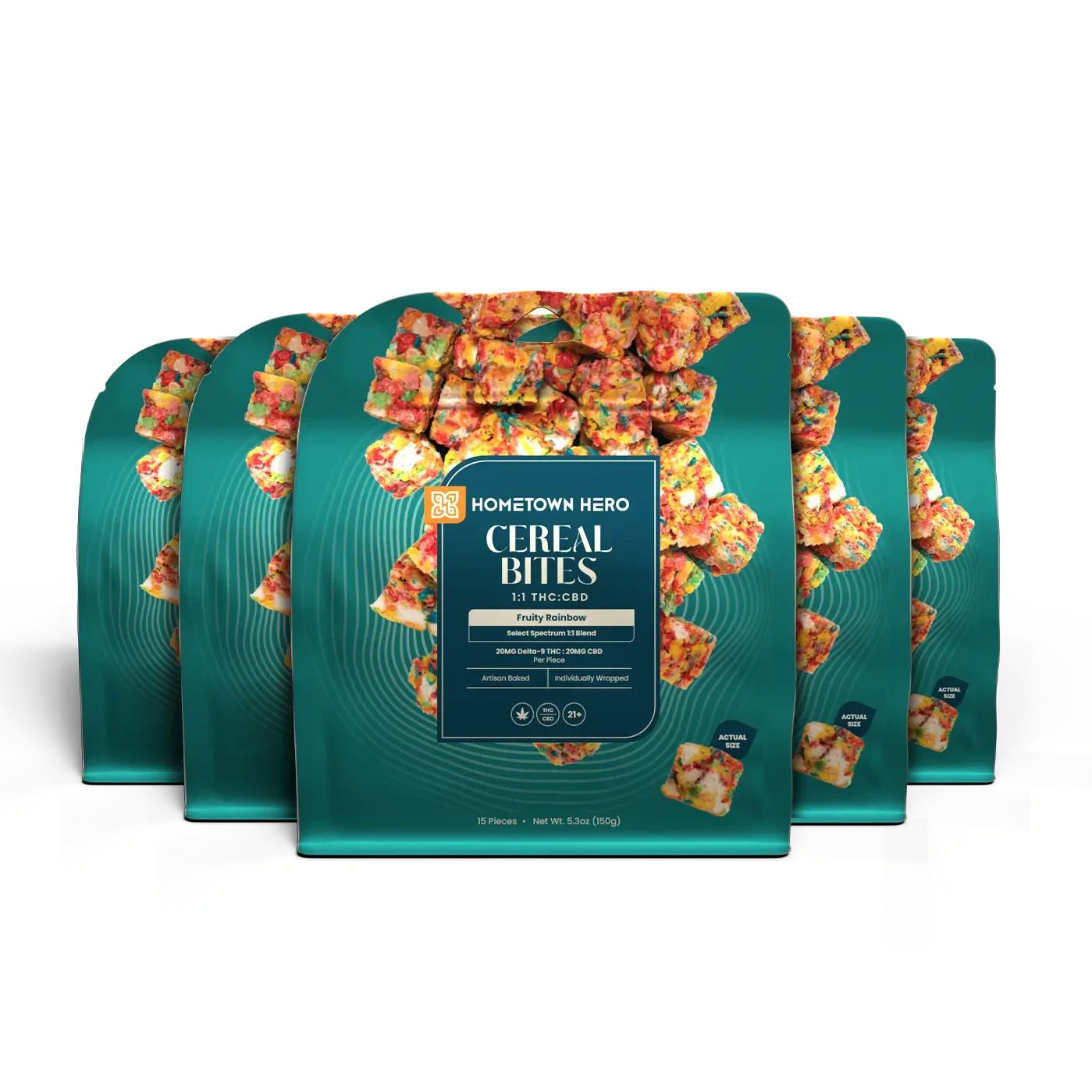 5 packs of fruity rainbow Cereal Bite
