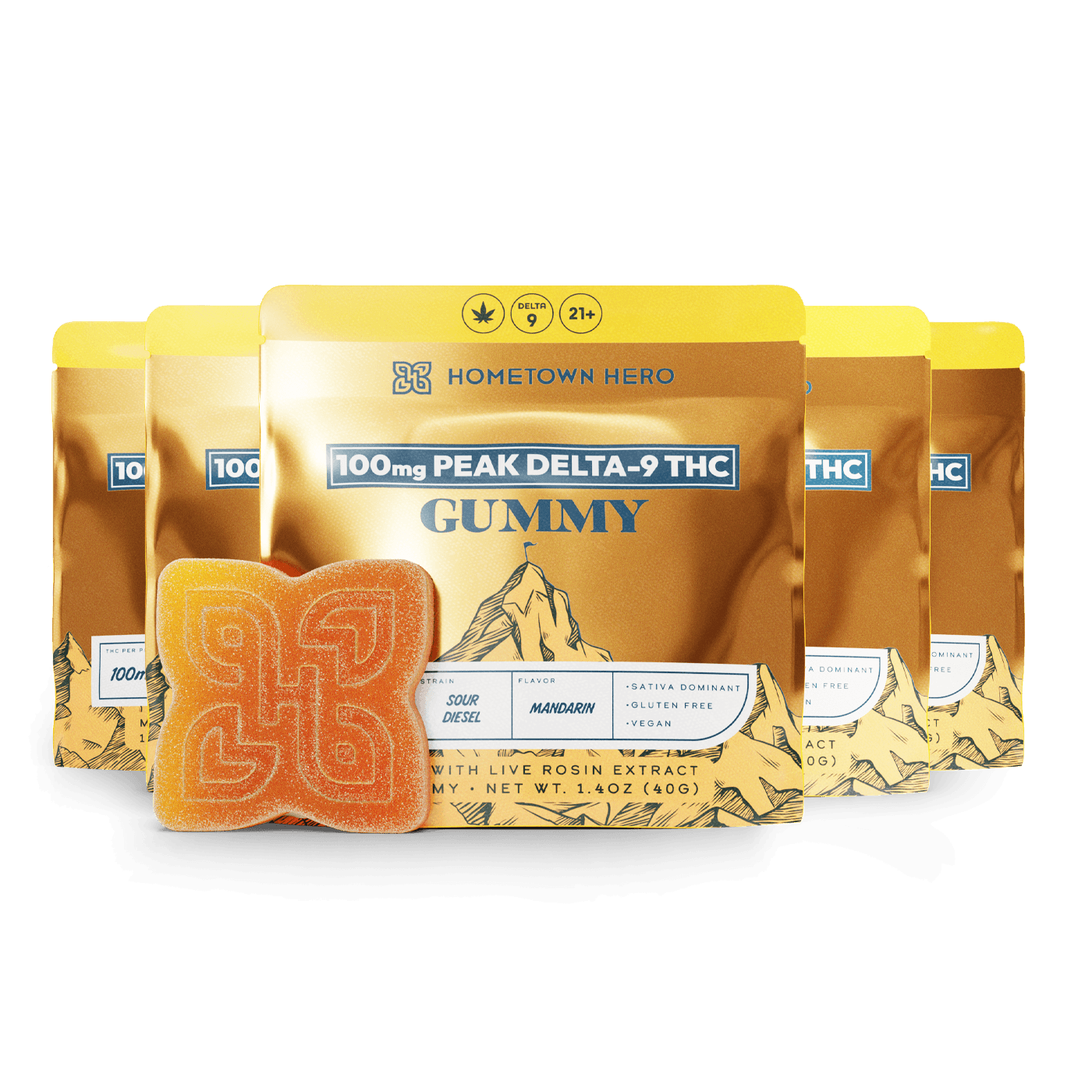 Mandarin Sour Diesel - Peak Delta 9 Gummy (Buy 4, Get 1 Free)