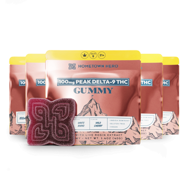 5 packs of 100mg Delta-9 Gummies Wild Cherry