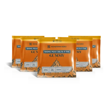 5 packs of 100mg Delta-9 Gummies Mandarin