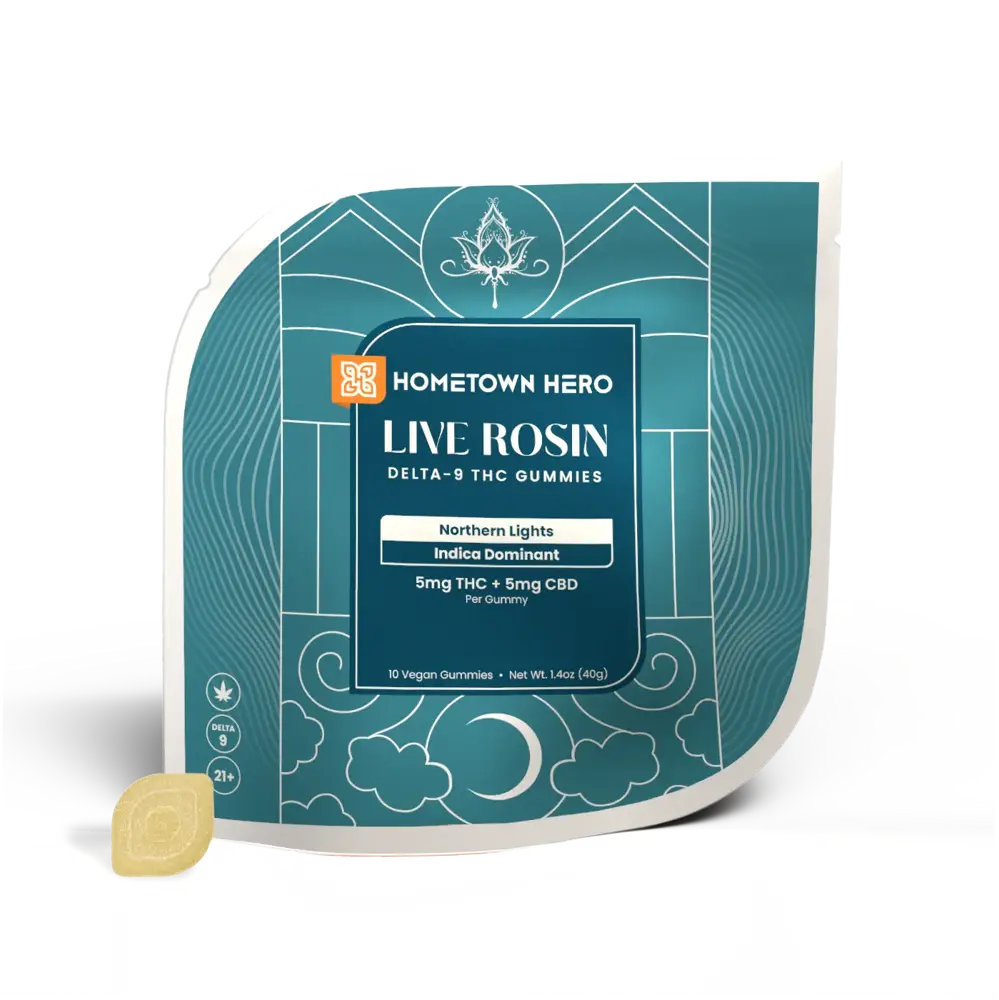 Pack of Northern Lights Indica Live Rosin Gummies with Delta-9 THC and CBD