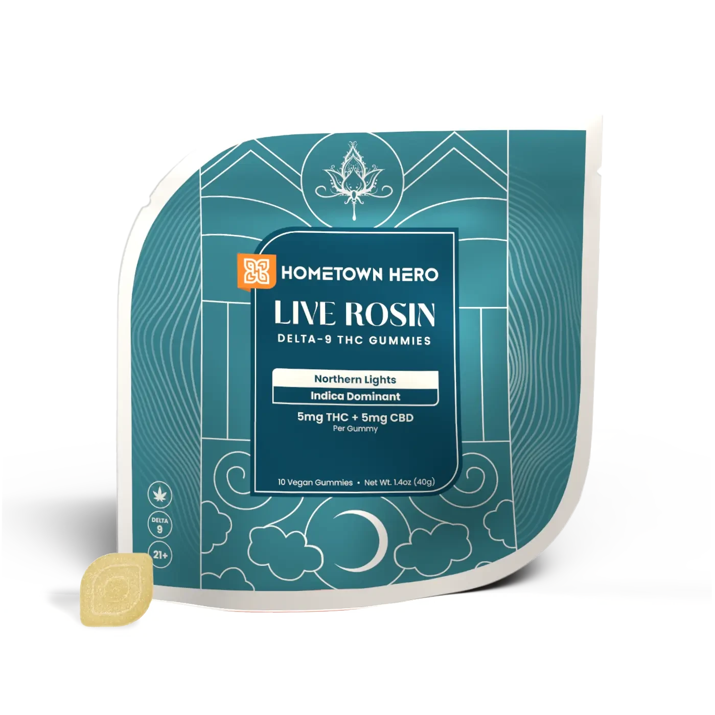 Pack of Northern Lights Indica Live Rosin Gummies with Delta-9 THC and CBD