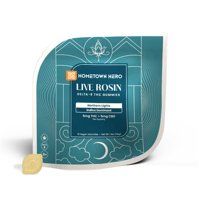 Pack of Northern Lights Indica Live Rosin Gummies with Delta-9 THC and CBD