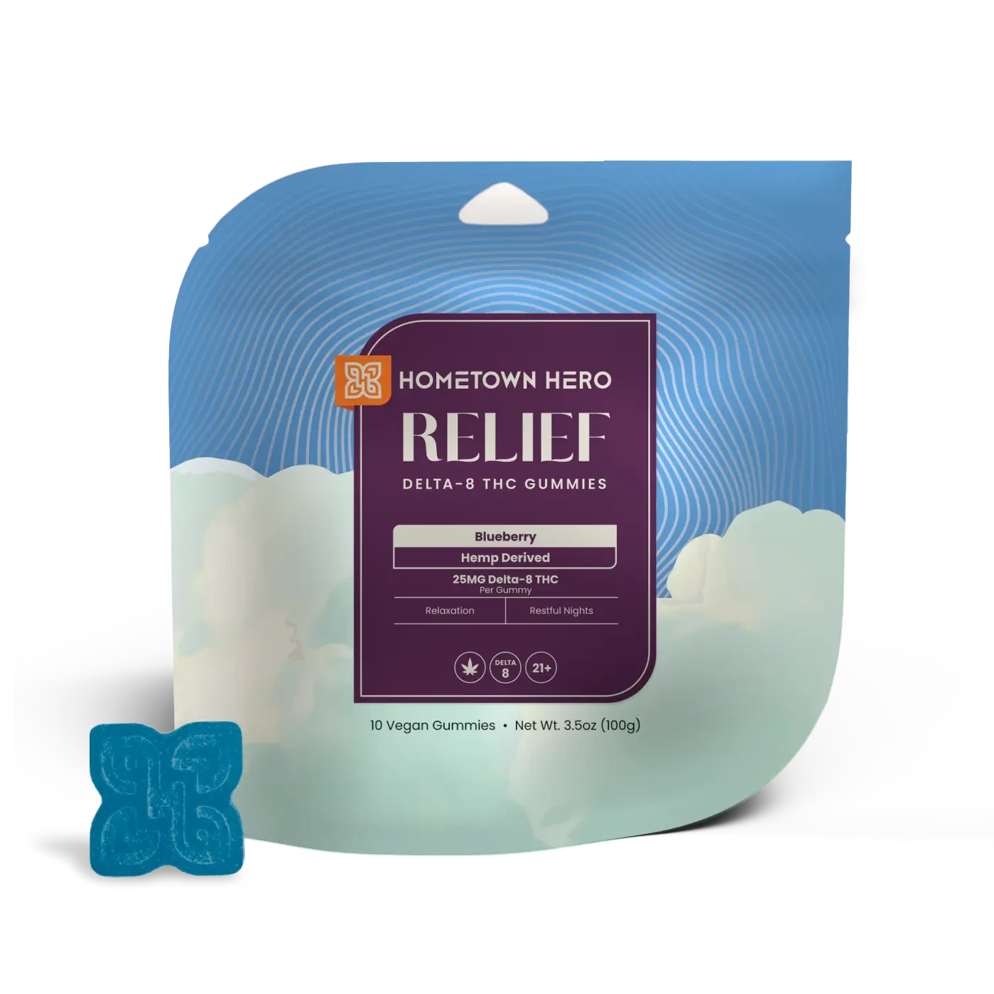 Blueberry Delta-8 THC Gummies 25mg Bag