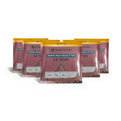 5 packs of 100mg Delta-9 Gummies Wild Cherry