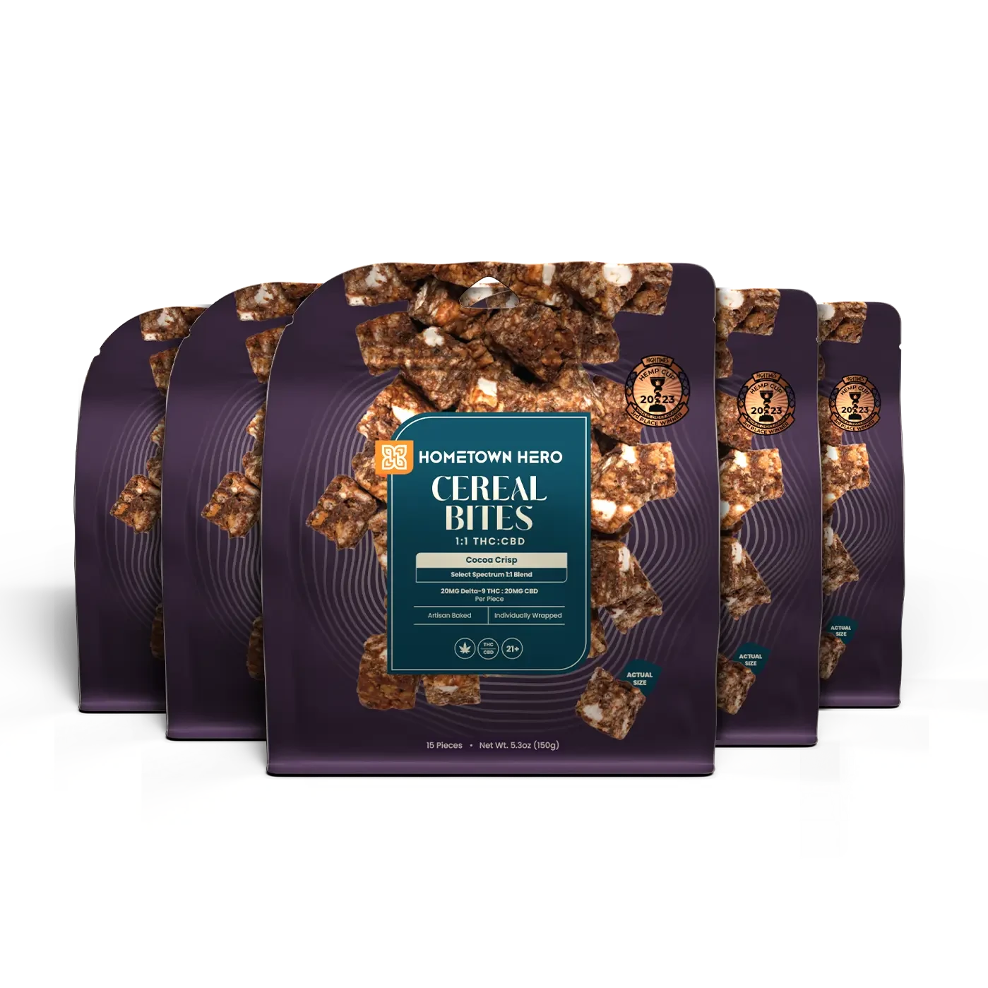 5 packs of Cocoa Crisp Cereal Bite