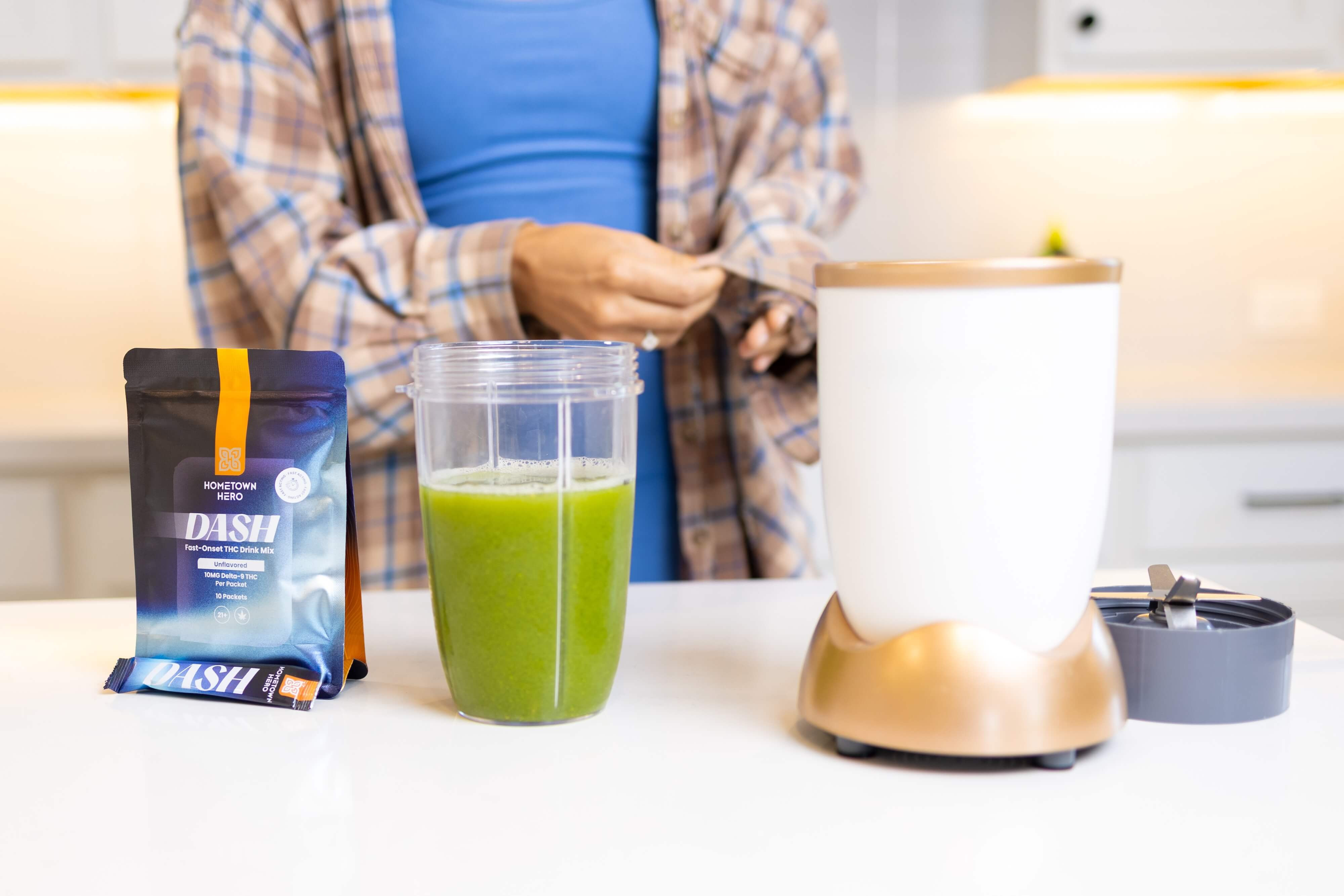 woman using dash for recipe