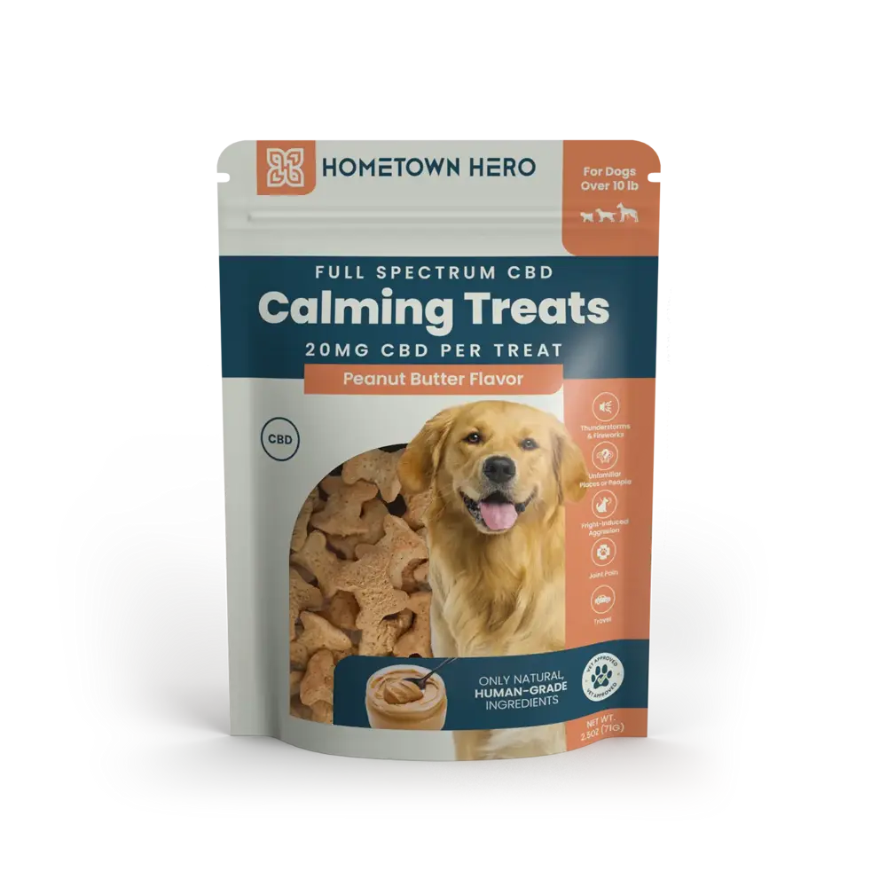 bag of full spectrum CBD dog treats in peanut butter flavor
