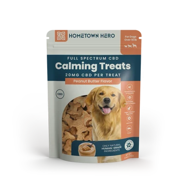 bag of full spectrum CBD dog treats in peanut butter flavor