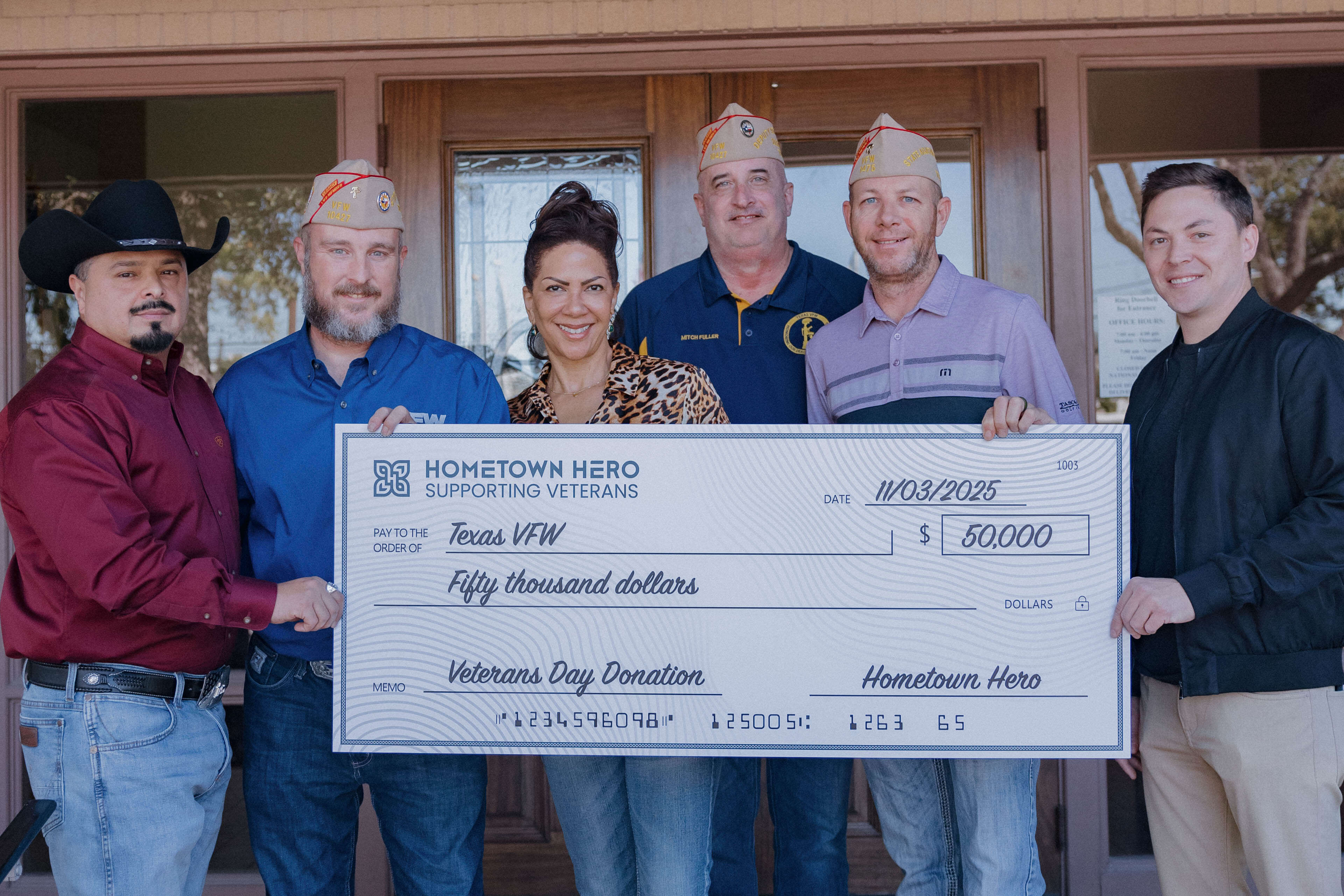 Hometown Hero presenting donation to VFW