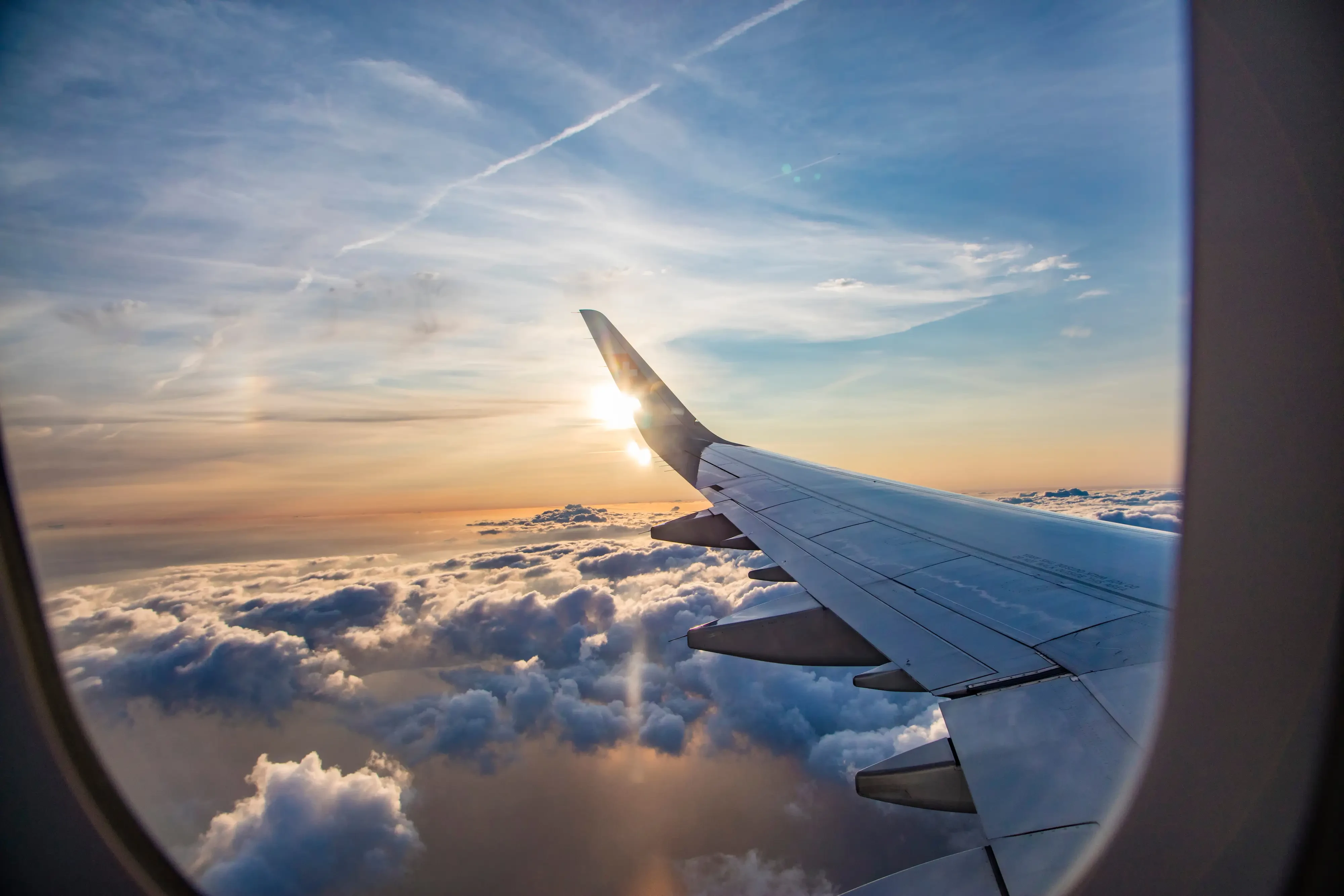 airplane with clouds