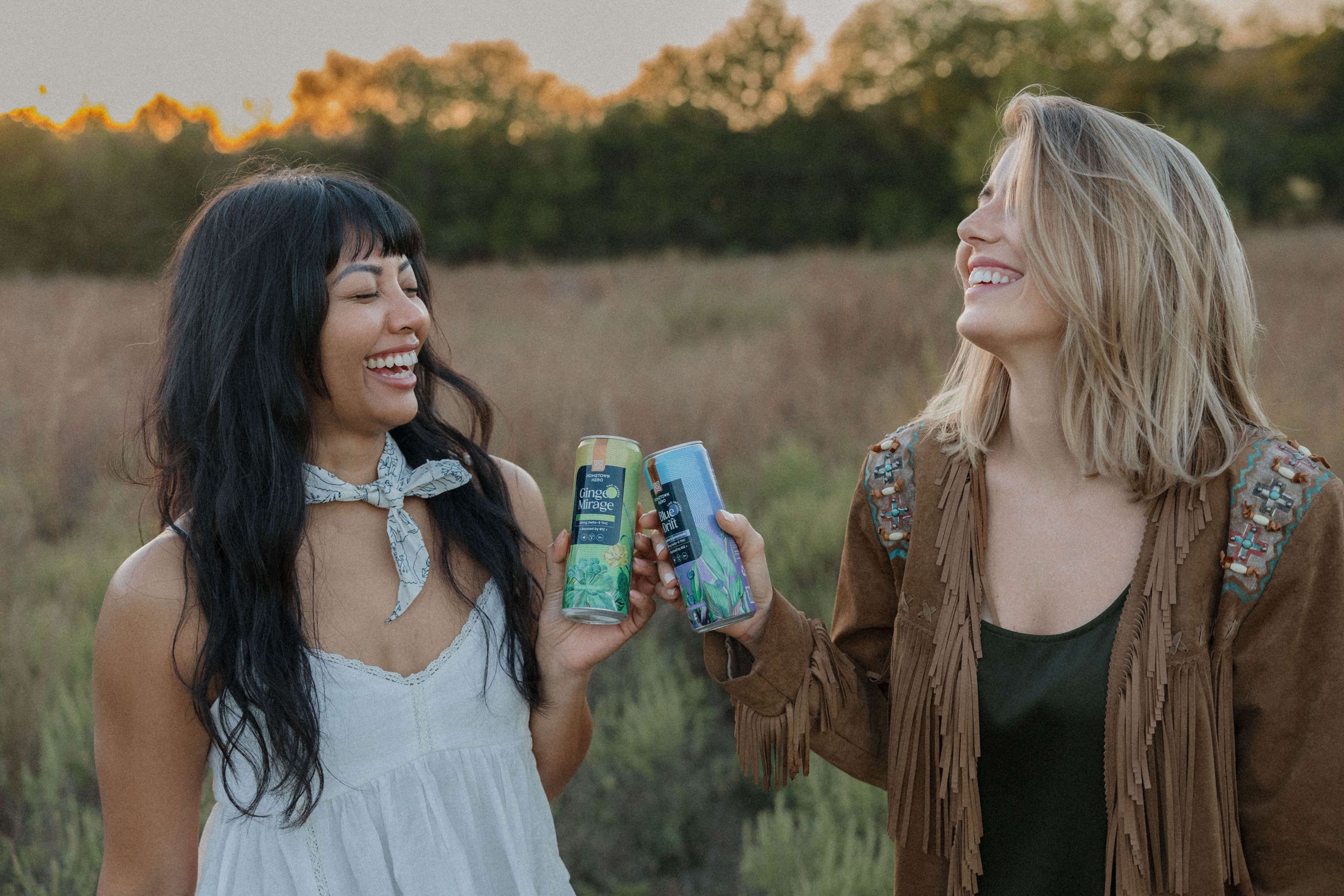 happy girls clinking alcohol free drinks