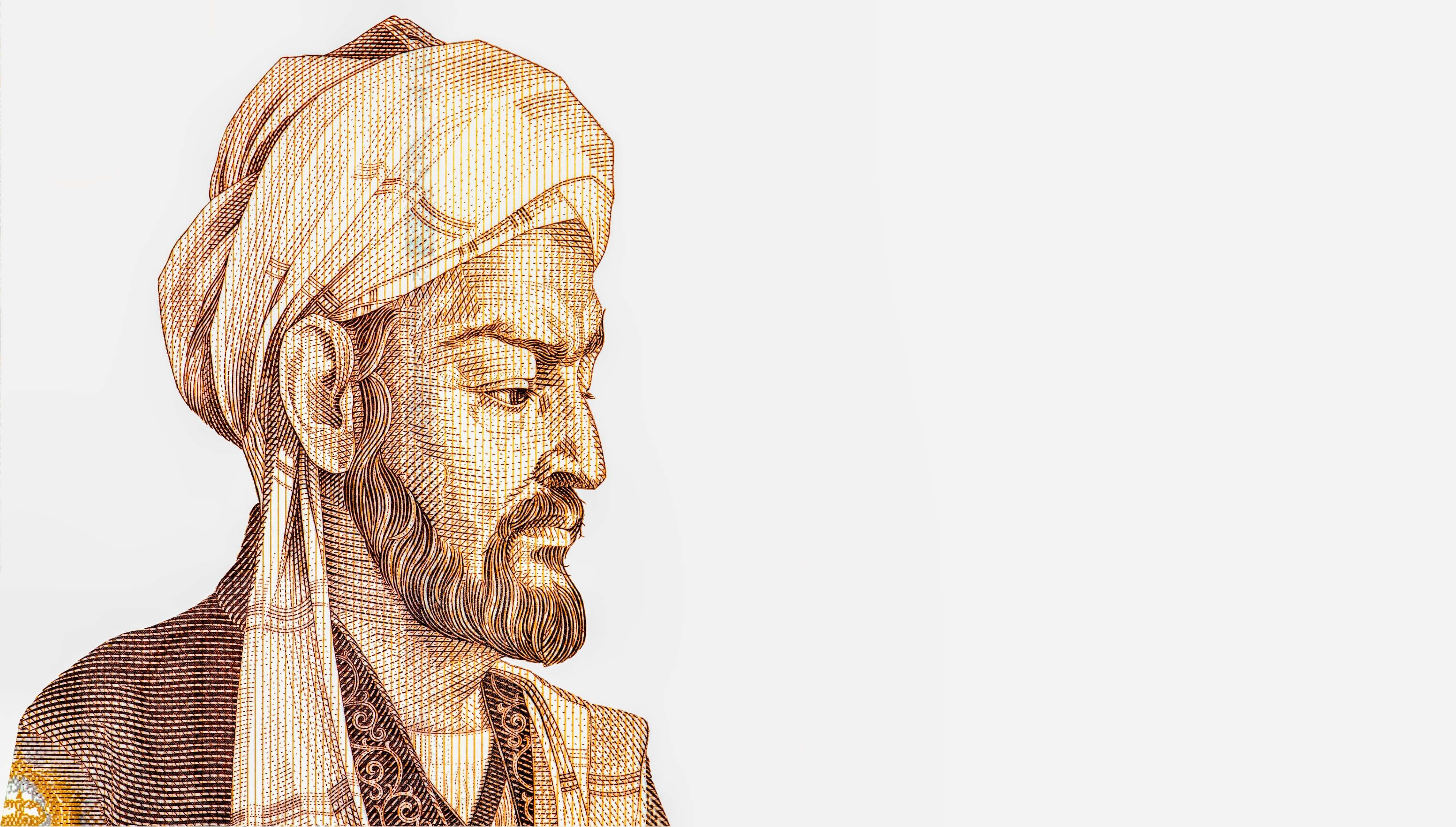 Abu Ali ibn Sina (Avicenna) (980-1037), great scientist, Persian encyclopaedist of the Tajik people. Portrait from Tajikistan 20 Somoni