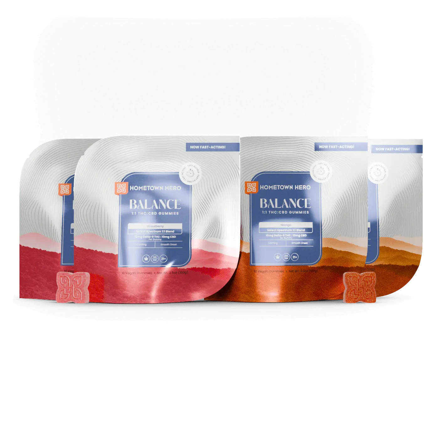 2 bags of Mango THC CBD Edibles and 2 bags of Strawberry THC CBD Edibles