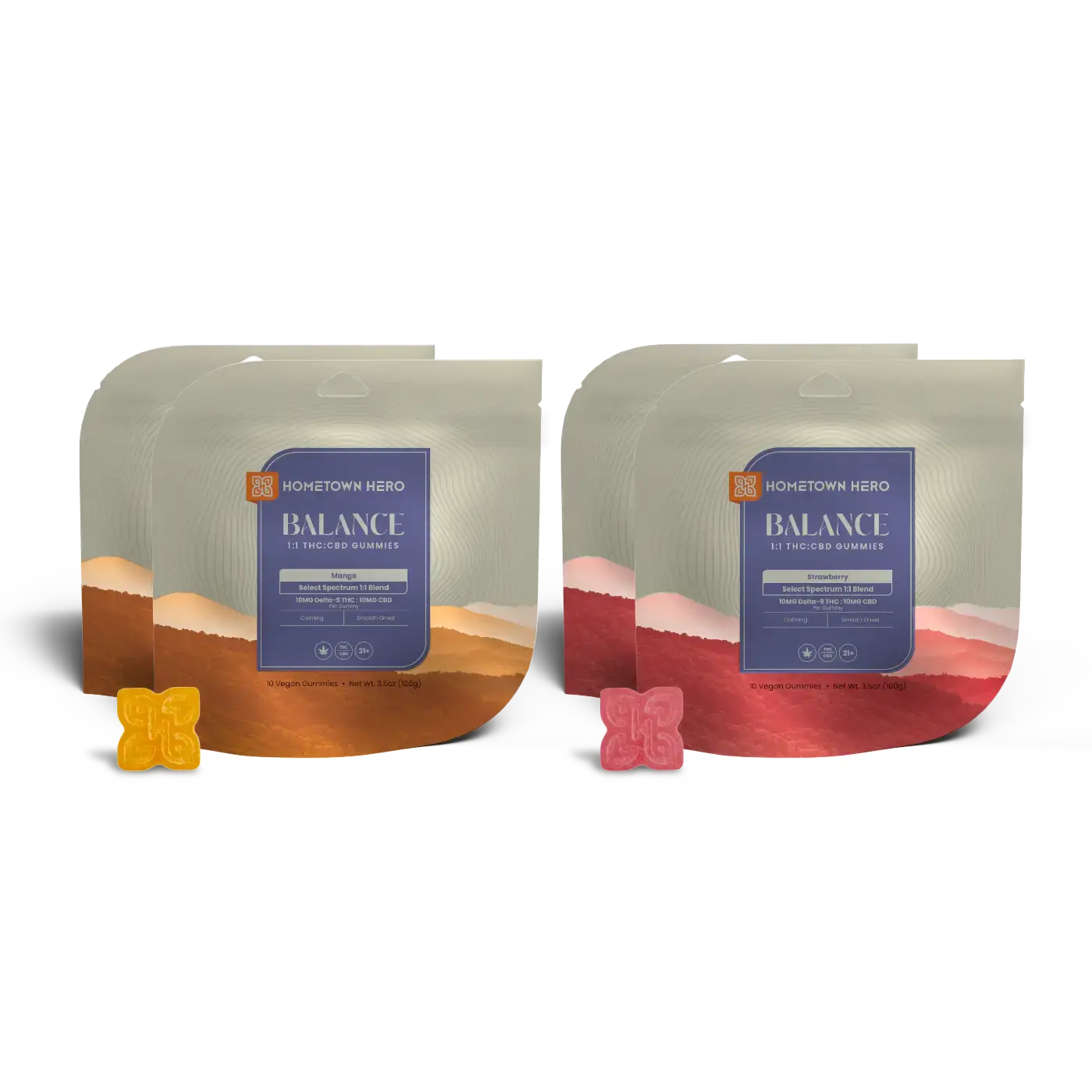 2 bags of Mango THC CBD Edibles and 2 bags of Strawberry THC CBD Edibles