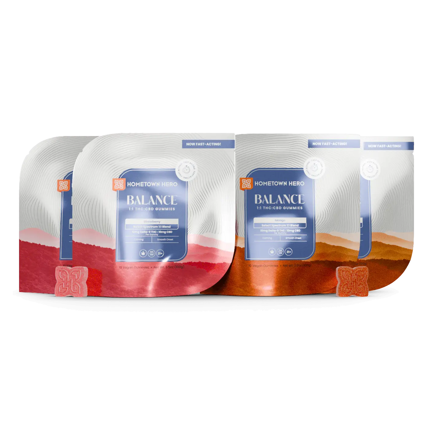 2 bags of Mango THC CBD Edibles and 2 bags of Strawberry THC CBD Edibles