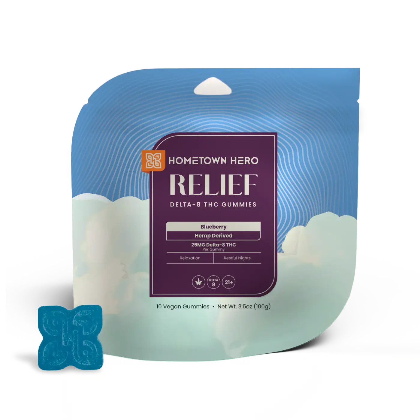 Blueberry Delta-8 THC Gummies 25mg Bag