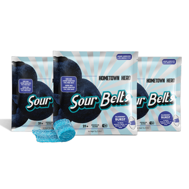 3 Packs of Blueberry Burst Sour Belts