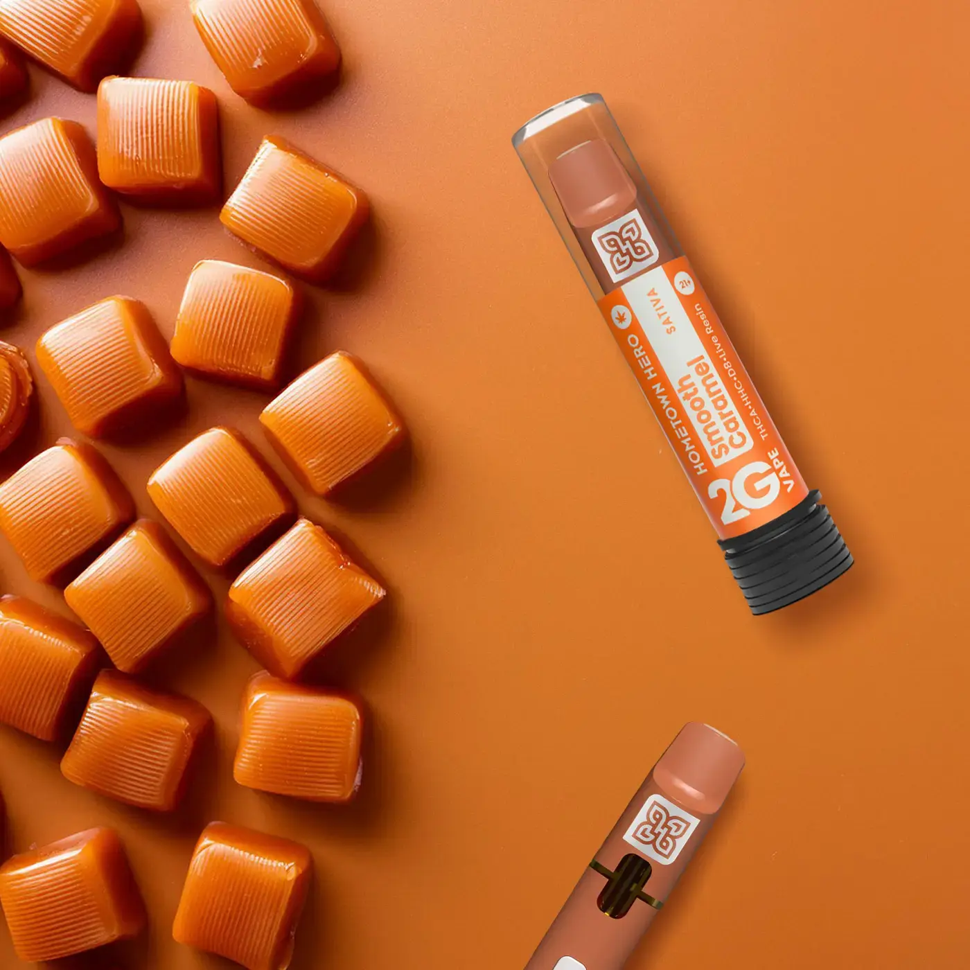caramel candies and a vape