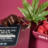 raspberry jelly-filled chocolates and a cannabis leaf