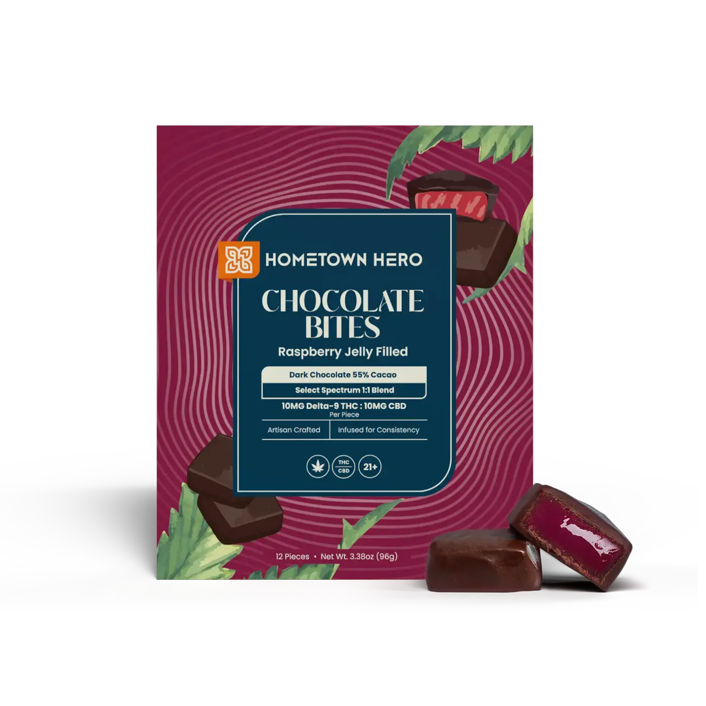 10mg Raspberry Jelly Dark Chocolate Bites