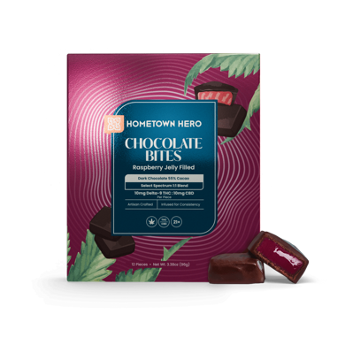 rasperry-filled chocolate edibles box