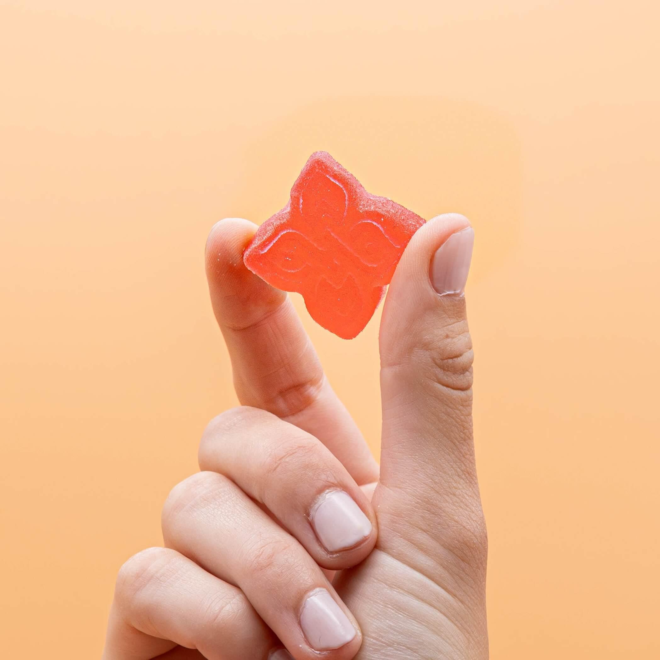 closeup of a cannabis gummy