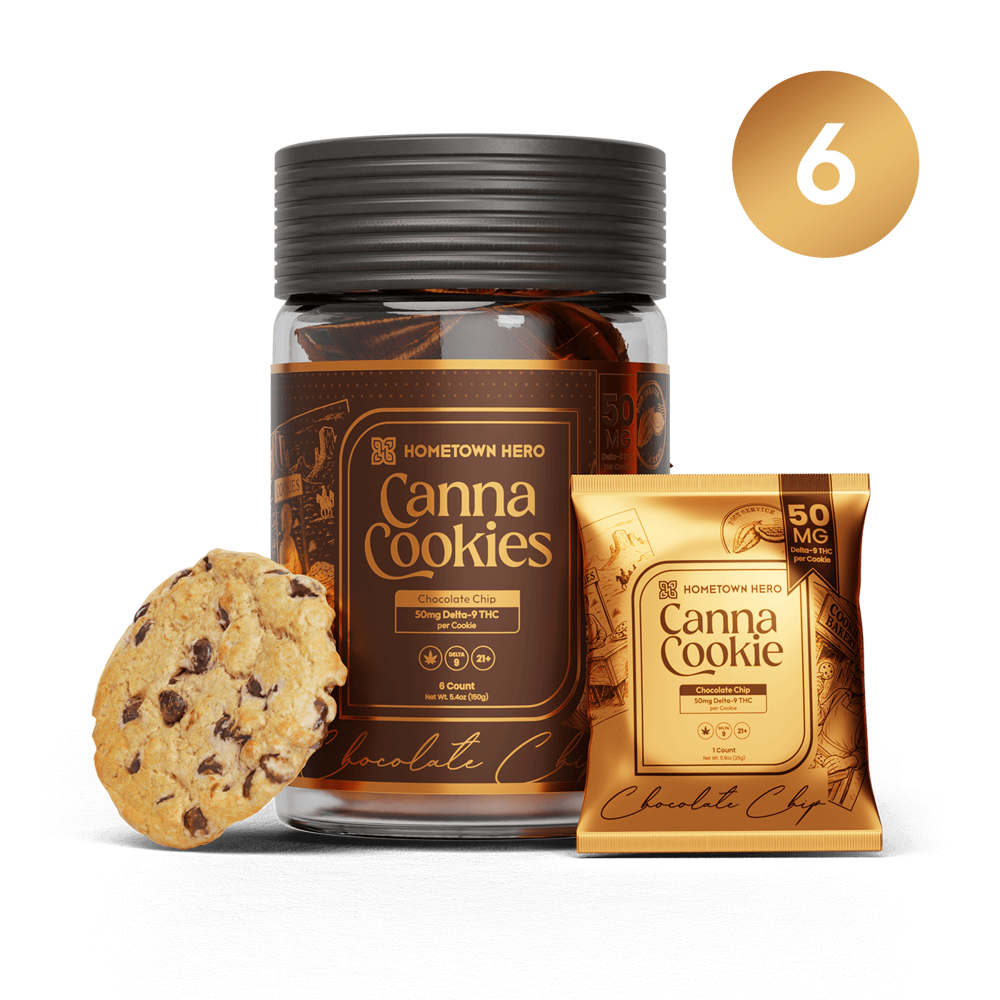 6 cookies in a jar and a pouch