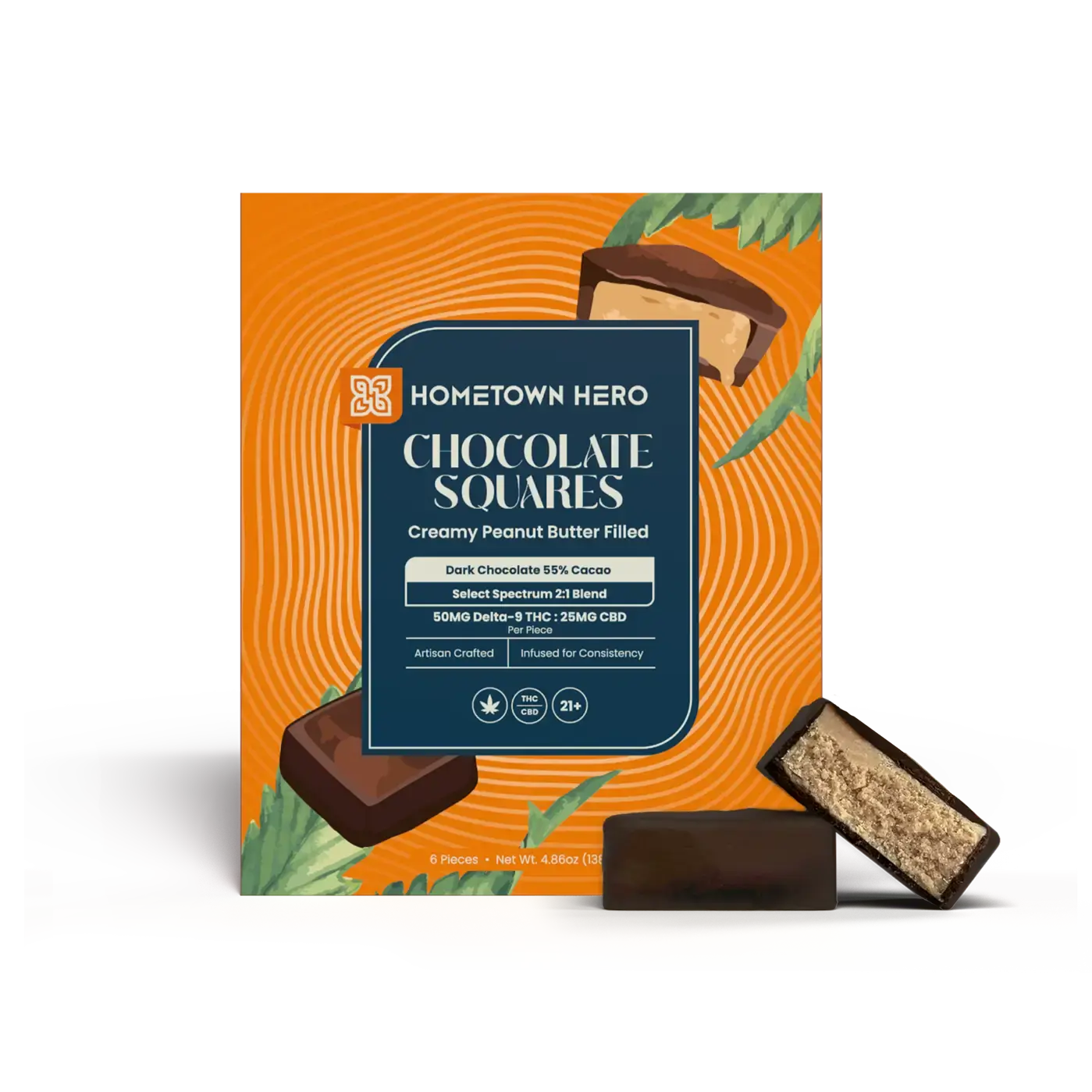 50mg Dark Chocolate Peanut Butter Squares | Hometown Hero