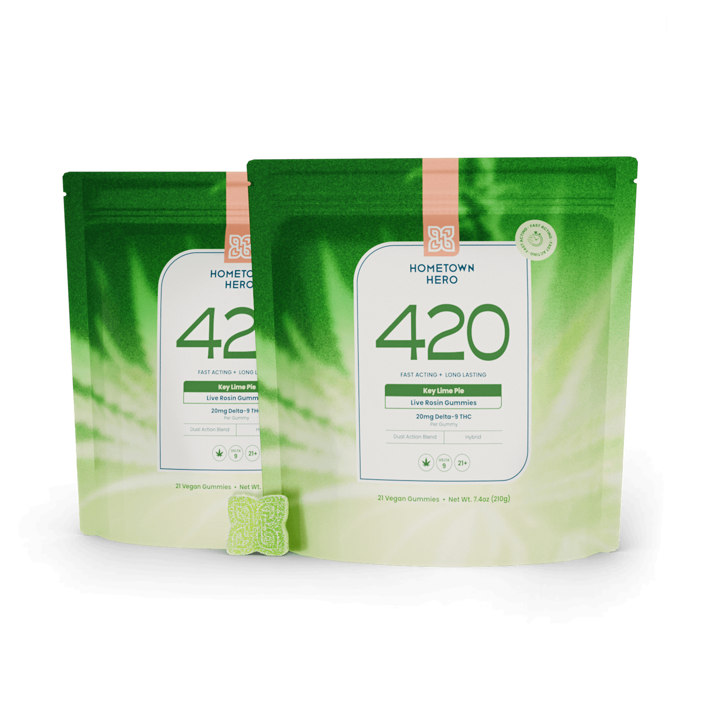 two bags of key lime flavored gummy