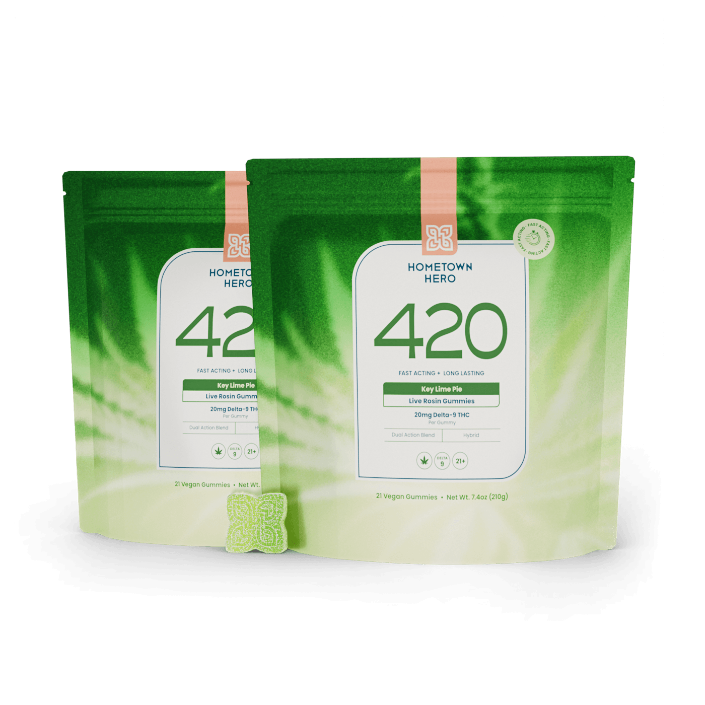 two bags of key lime flavored gummy