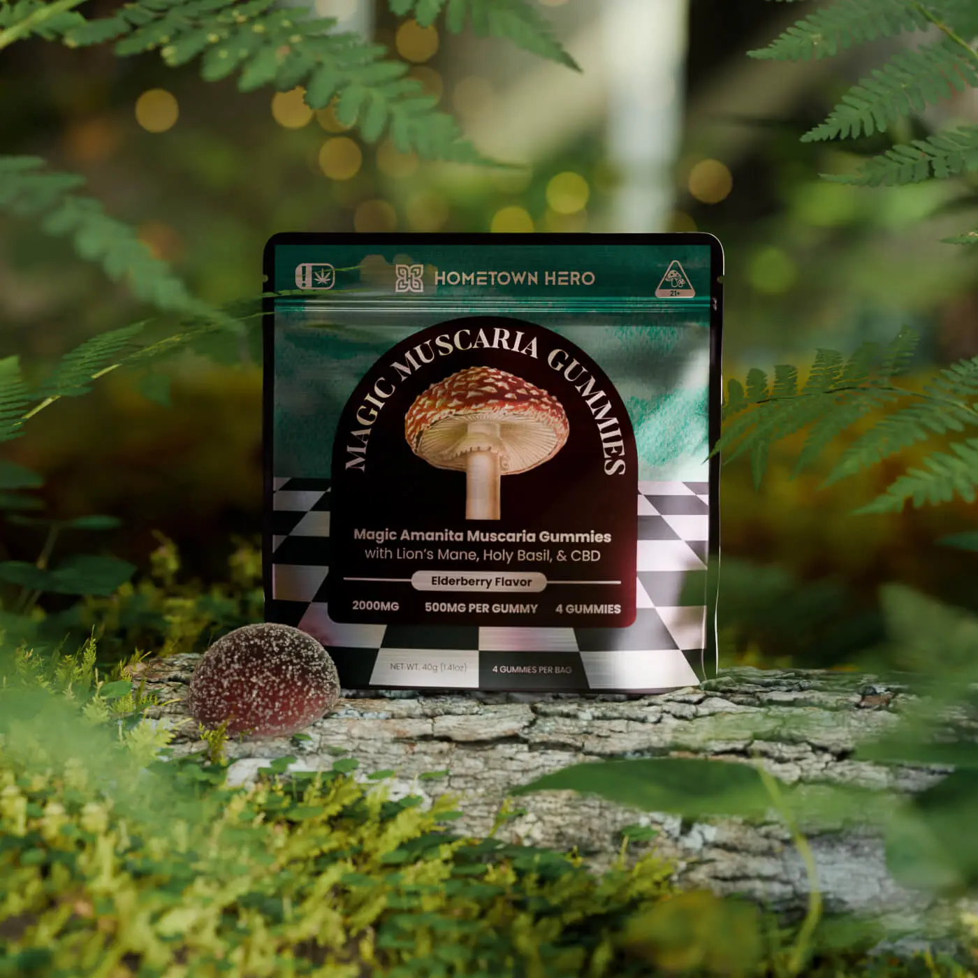 elderberry mushroom gummies bag