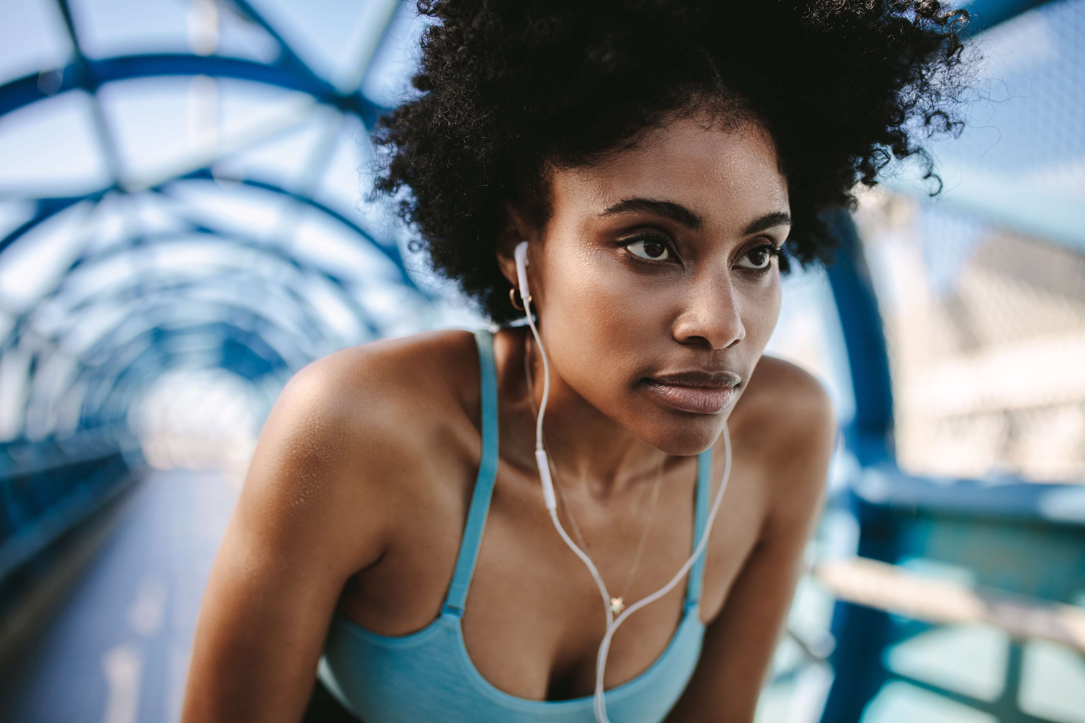 young woman focused on exercise