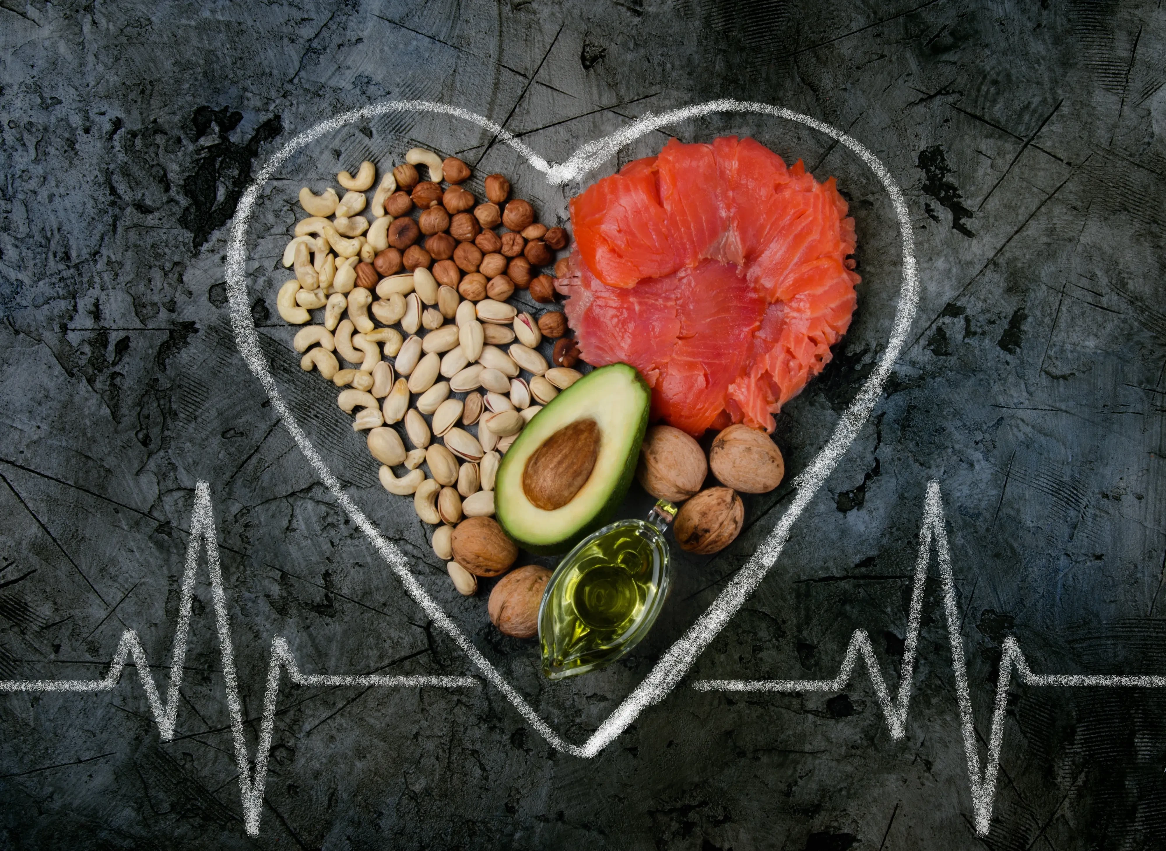 heart around fat sources such as salmon nuts oil
