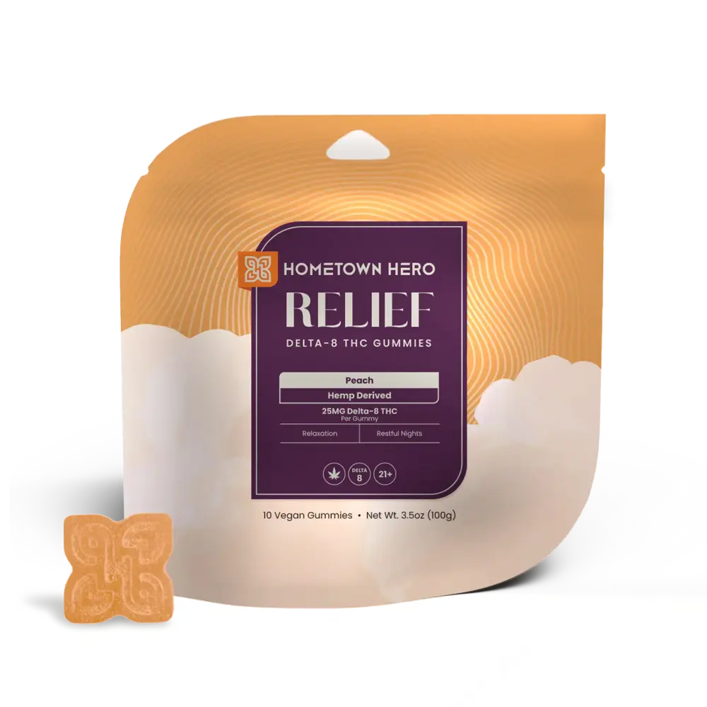 Peach Delta-8 THC Gummies 25mg Bag
