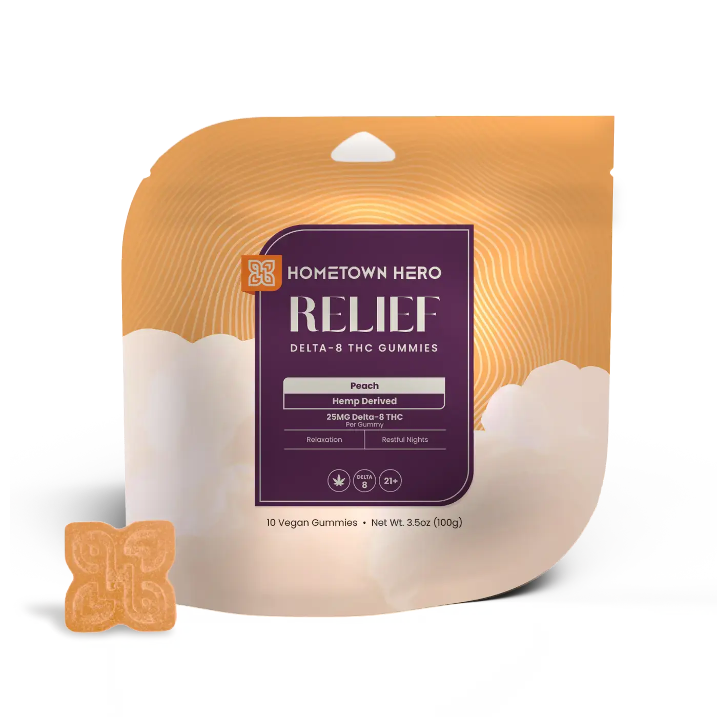 Peach Delta-8 THC Gummies 25mg Bag