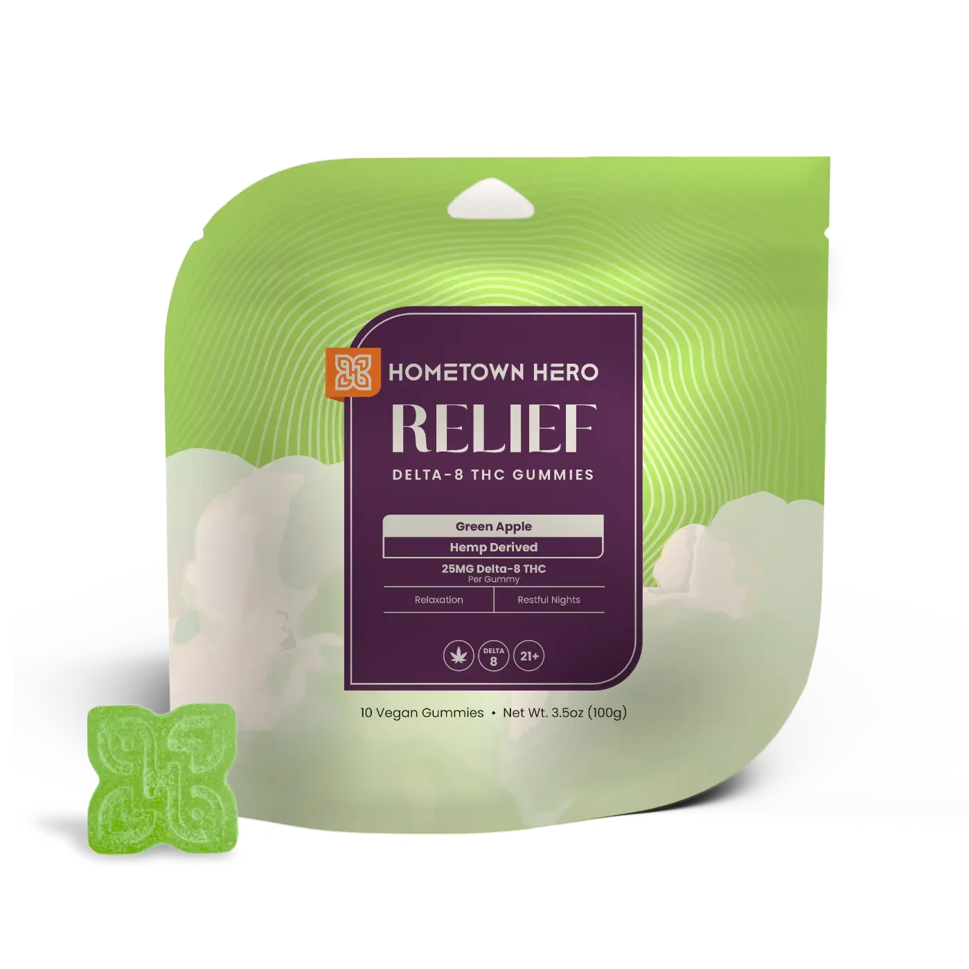 Green Apple Delta-8 THC Gummies 25mg Bag