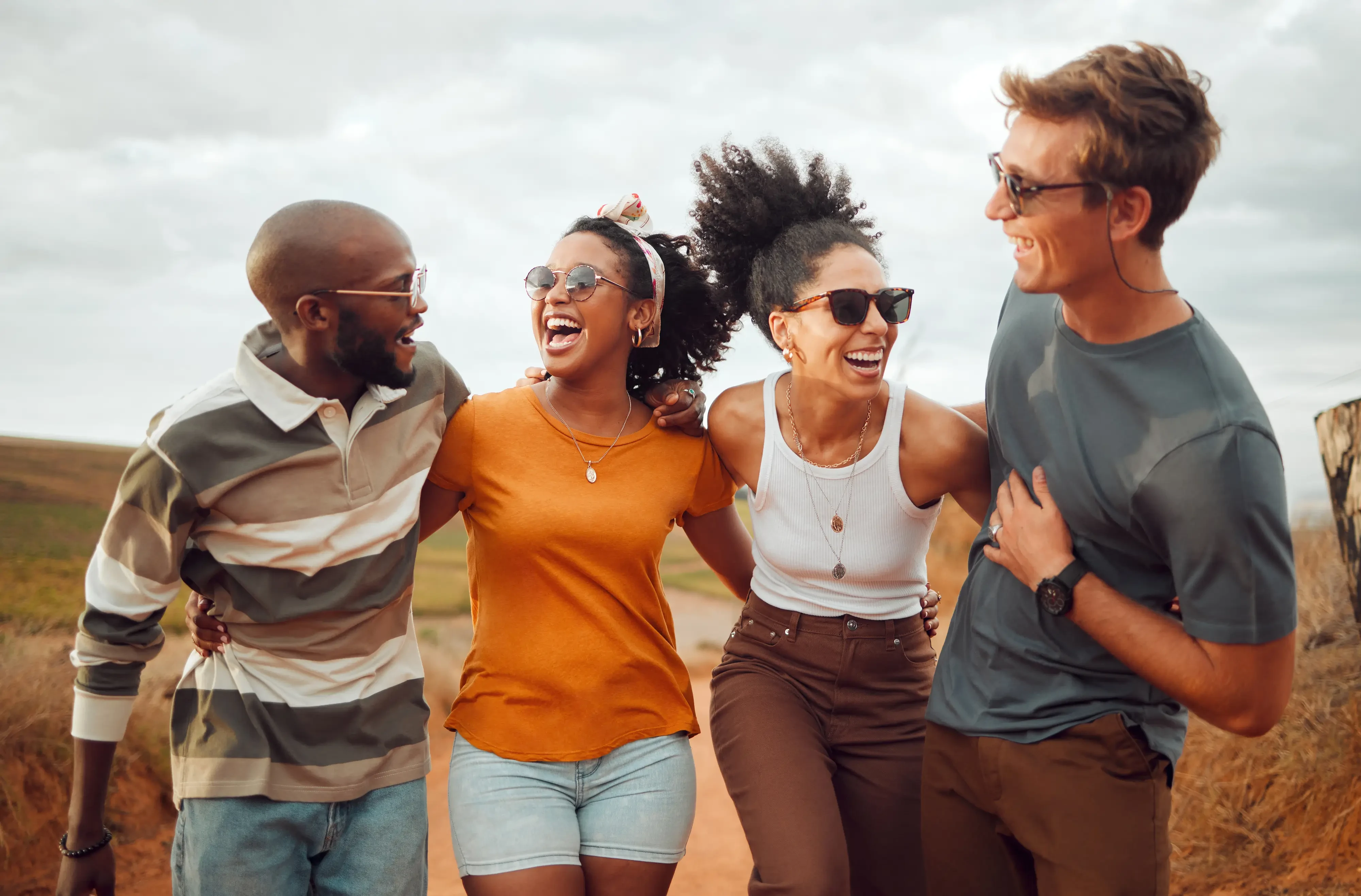 group of young adults laughing together