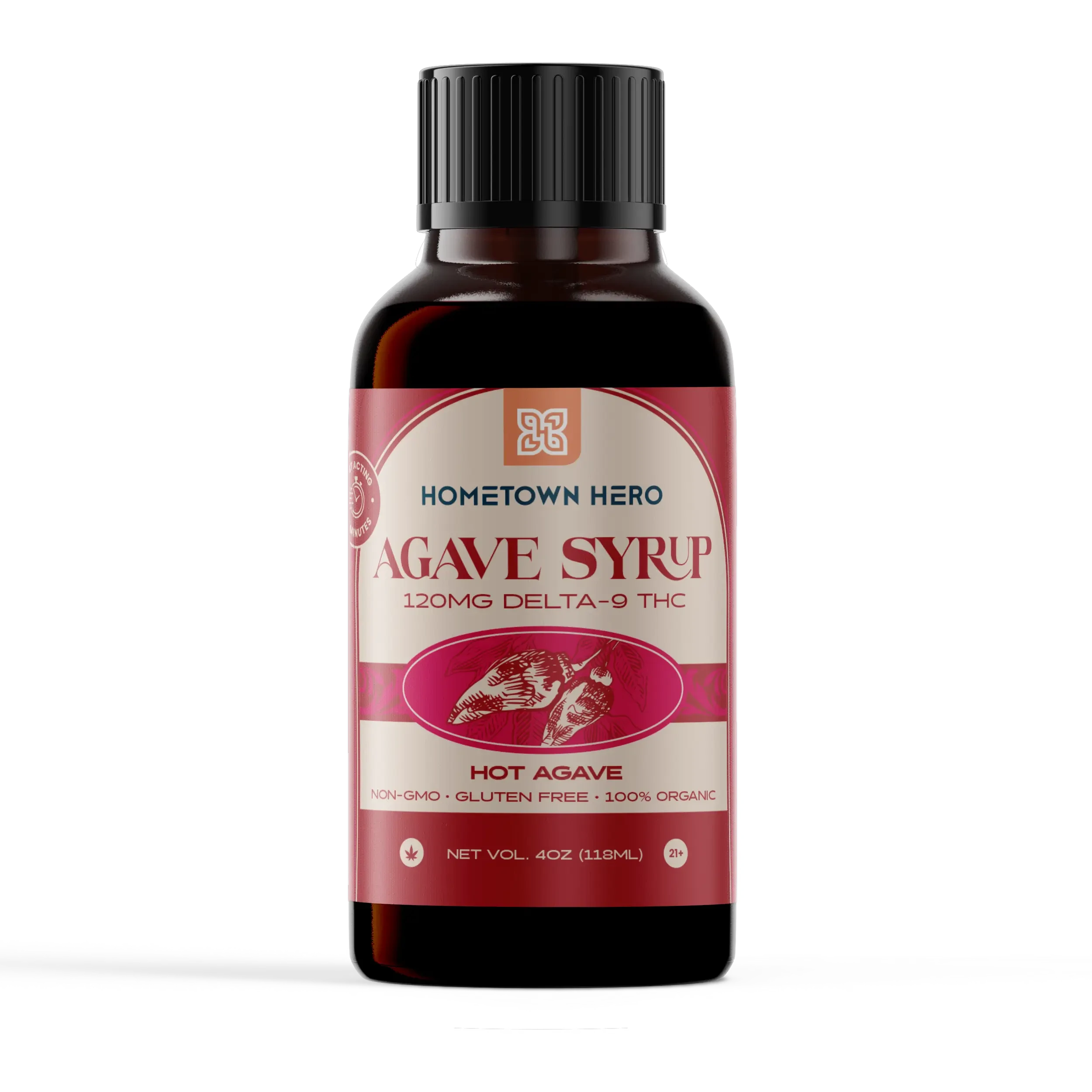 red bottle of agave syrup