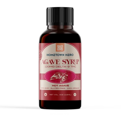 red bottle of agave syrup